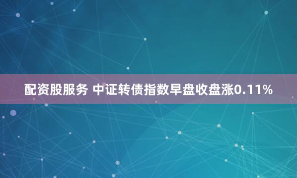 配资股服务 中证转债指数早盘收盘涨0.11%