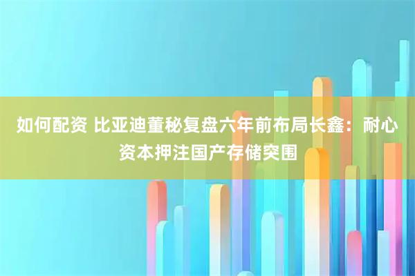 如何配资 比亚迪董秘复盘六年前布局长鑫：耐心资本押注国产存储突围